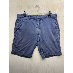 Faherty Harbor Shorts Mens M 31 Cotton Lyocell Chino Flat Front Slate Blue Navy